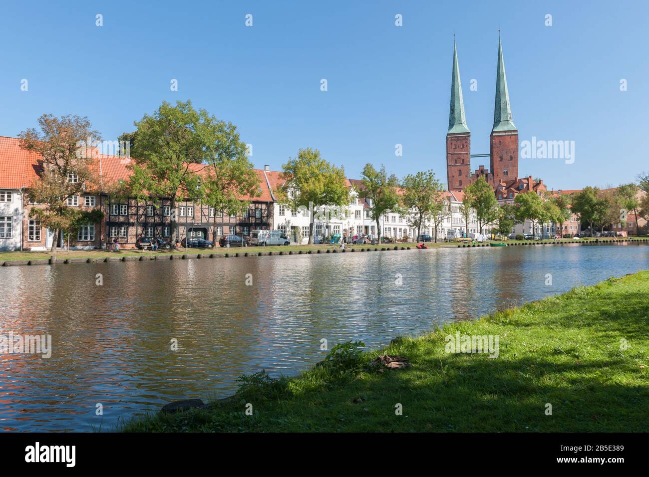 Hanseatic town of Lübeck,  World Heritage Site, twin towers of the cathedral, Schleswig-Holstein, North Germany, Central Europe Stock Photo