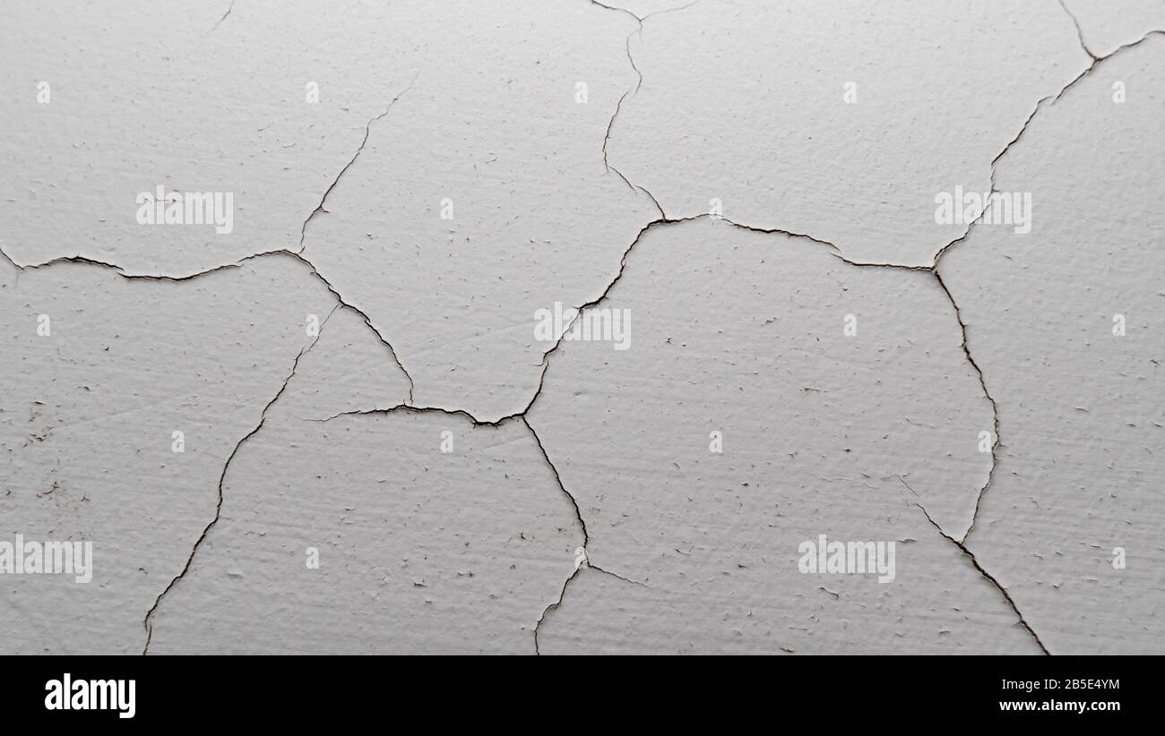 Old white cracked plaster wall surface for background or texture Stock Photo
