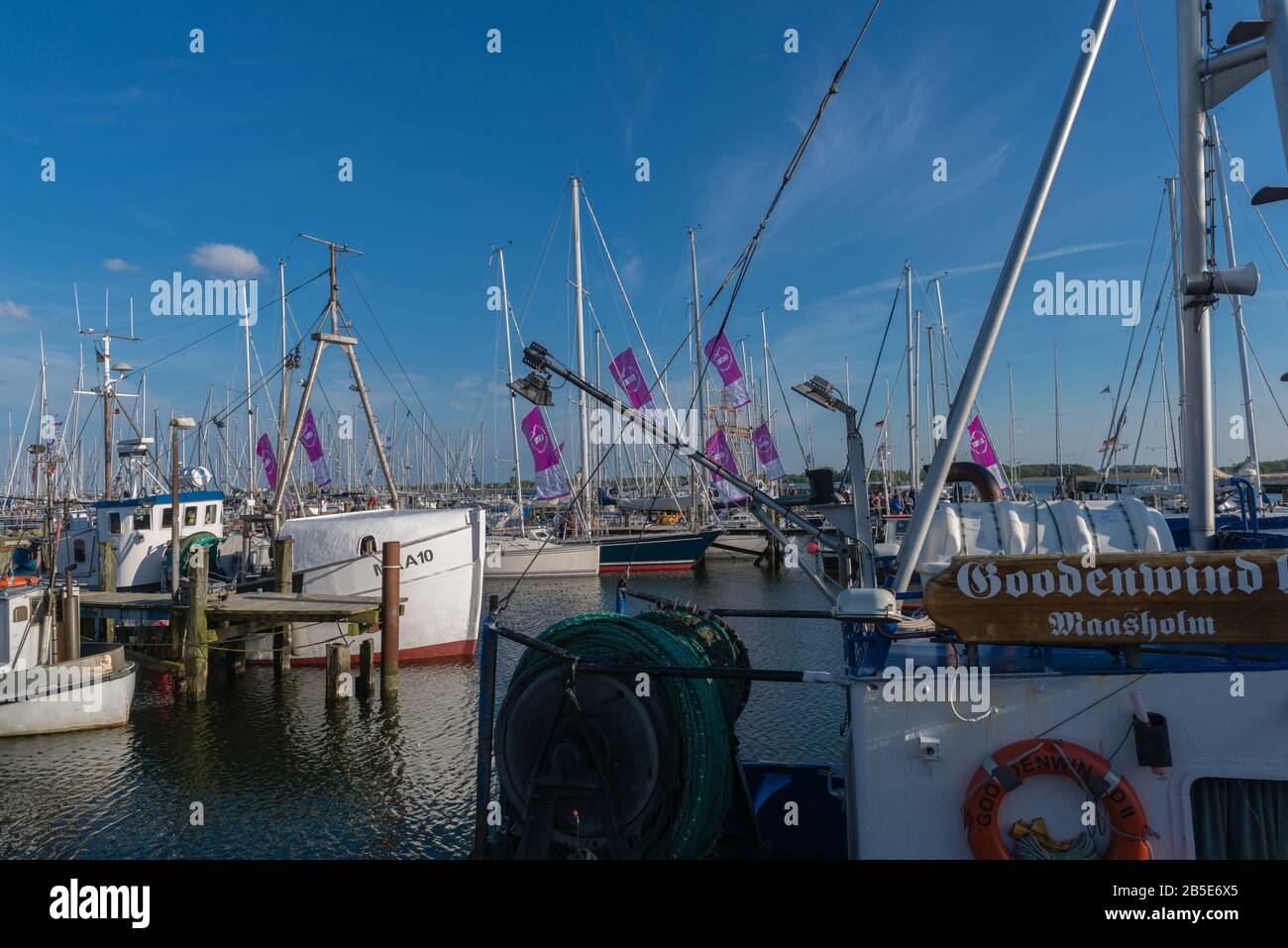 Marina of Maasholm, a small fishing community on the Schlei Fjord, Baltic Sea, Schleswig-Holstein, North Germany, Europe, Stock Photo