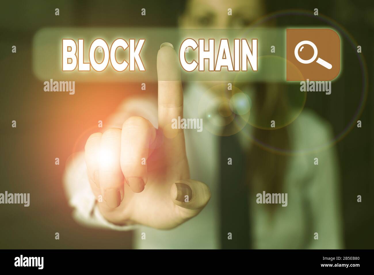 Word writing text Block Chain. Business photo showcasing system in which a record of transactions made in bitcoin Stock Photo