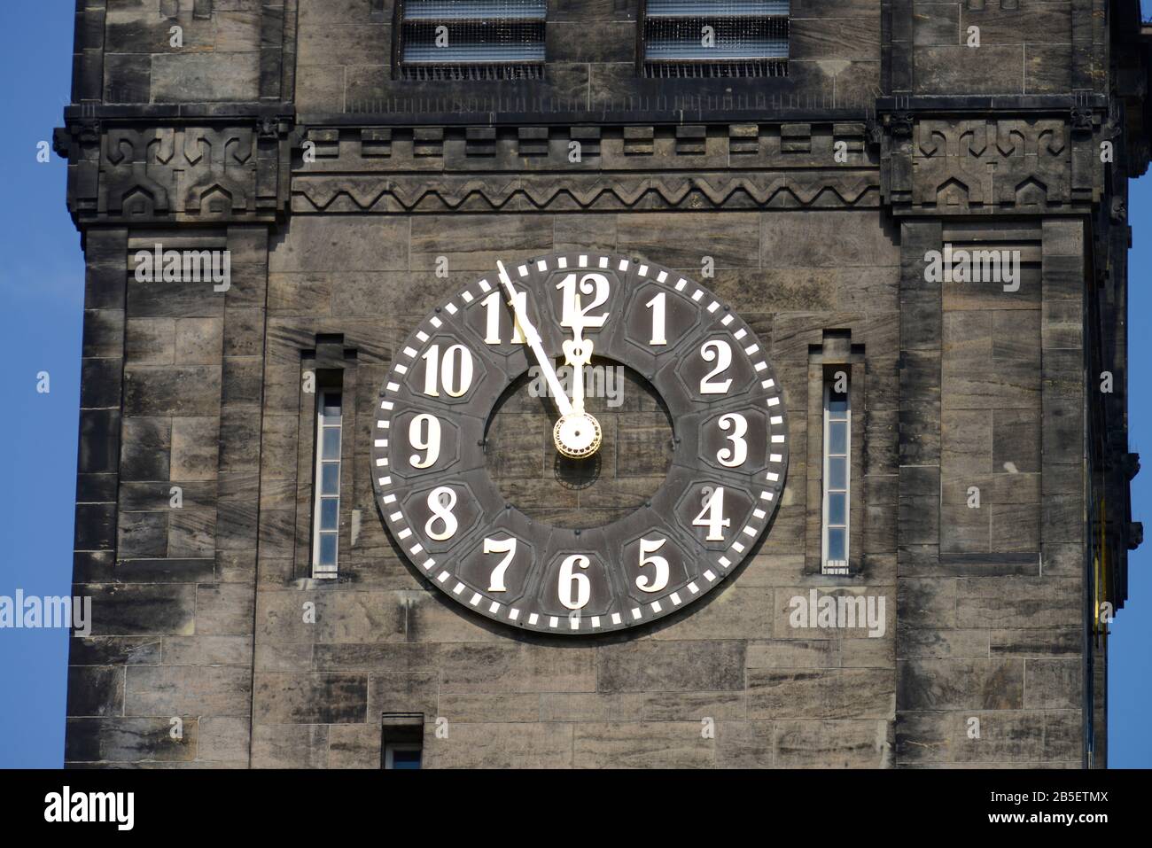 Uhr, Neues Rathaus, Markt, Chemnitz, Sachsen, Deutschland Stock Photo
