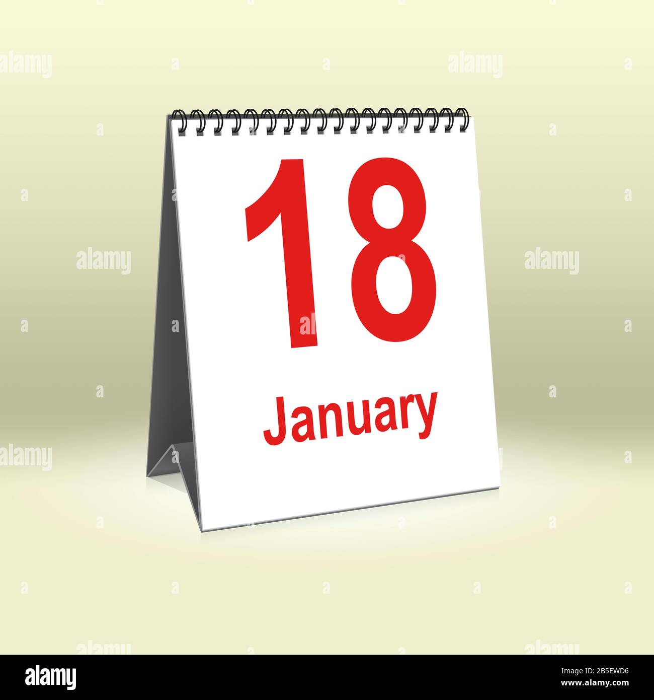 A calendar for the desk shows January 18th Ein Kalender für den