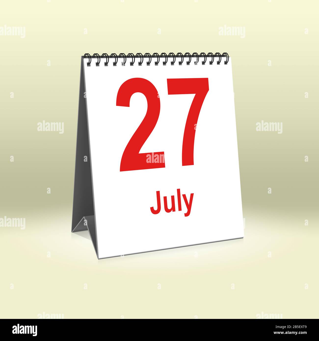 A calendar for the desk shows July 27th | Ein Kalender für den Schreibtisch zeigt den 27. Juli Stock Photo