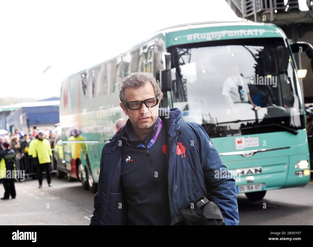 BT Murrayfield Stadium.Edinburgh.Scotland, UK. 8th Mar, 2020. Guinness Six Nations Test match Scotland v France. Fabien Galthi French Rugby Union Head Coach and former player, arrives at Murrayfield . Credit: eric mccowat/Alamy Live News Stock Photo