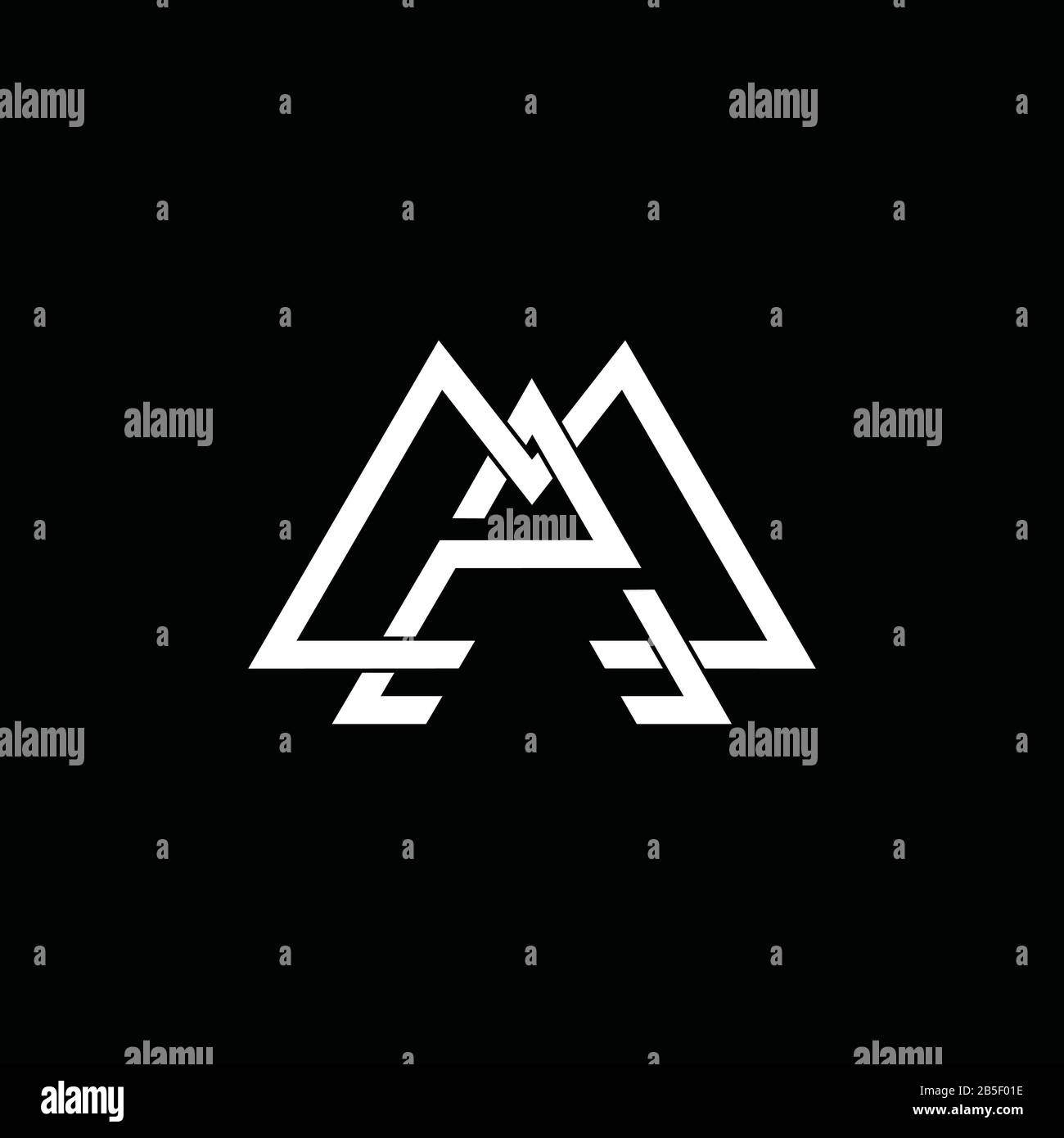 letter mz overlapping geometric line logo vector Stock Vector