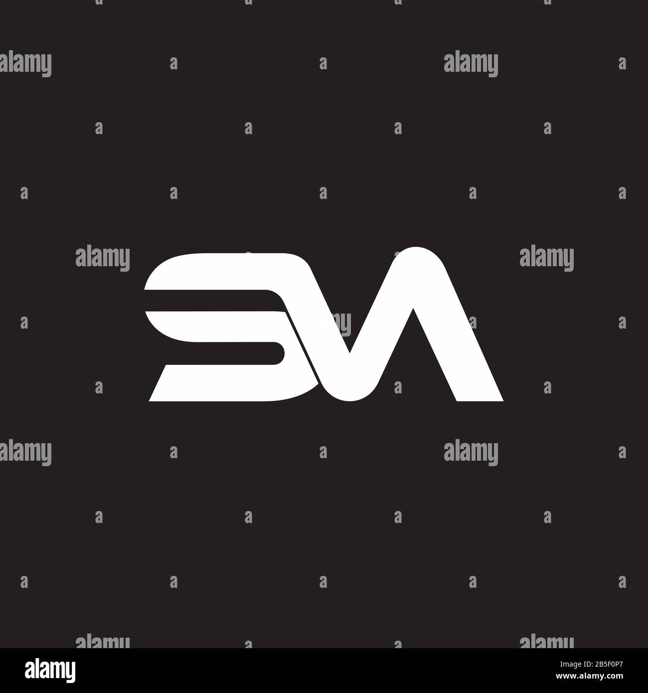 letter sm stripes linked geometric overlapping logo vector Stock Vector