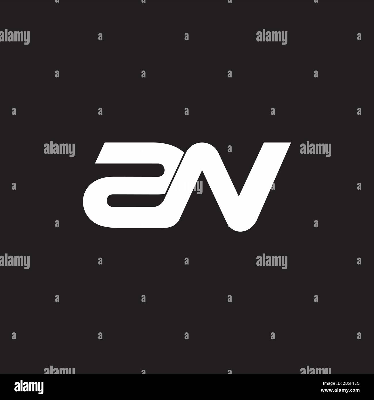 letter 2n simple linked overlapping symbol logo vector Stock Vector