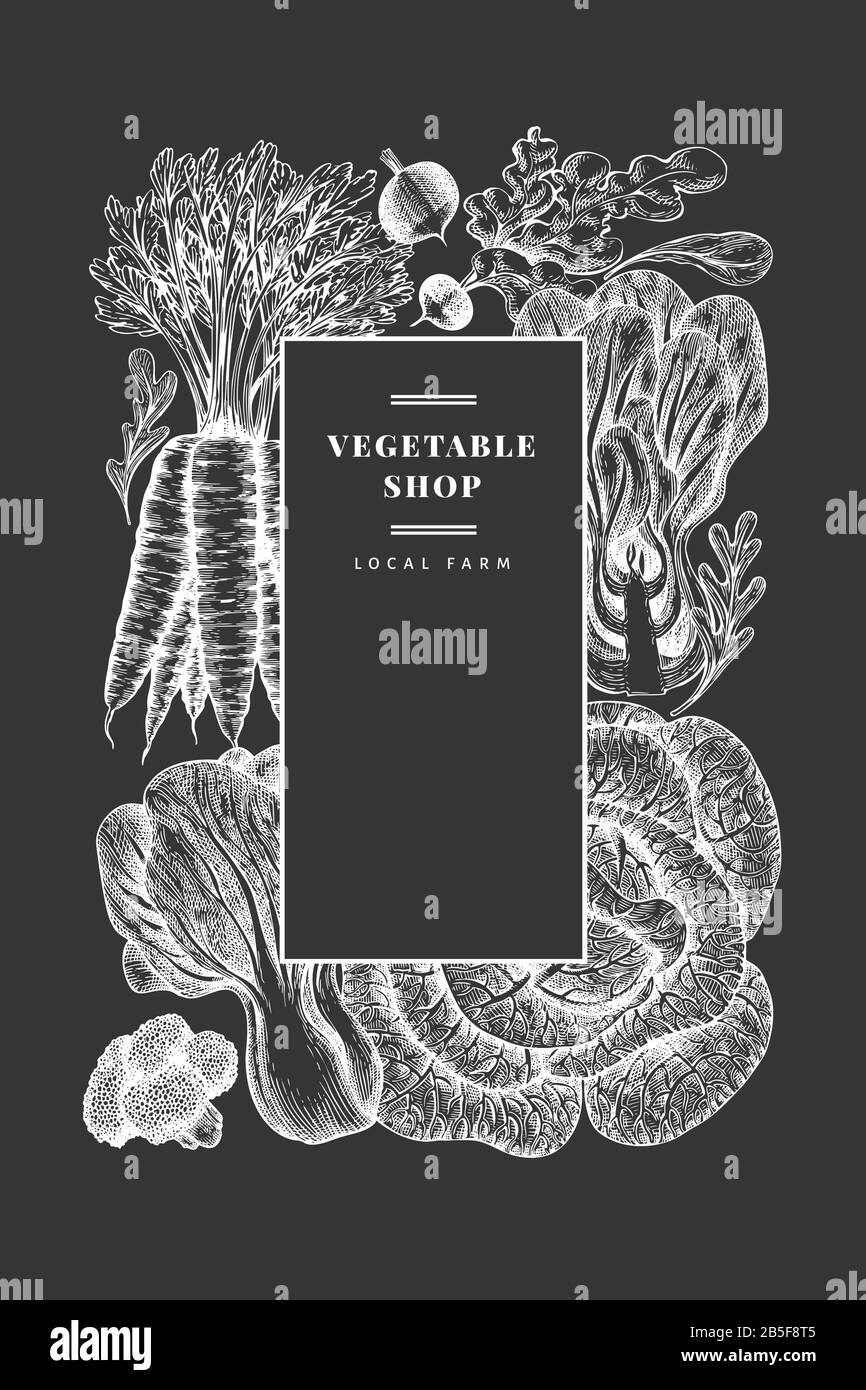 Hand drawn sketch vegetables design. Organic fresh food vector banner ...