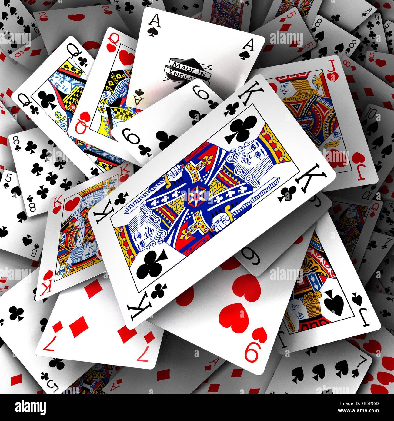playing cards piled up. Playing card falling. Decision. Gambling. Luck. Chance Stock Photo