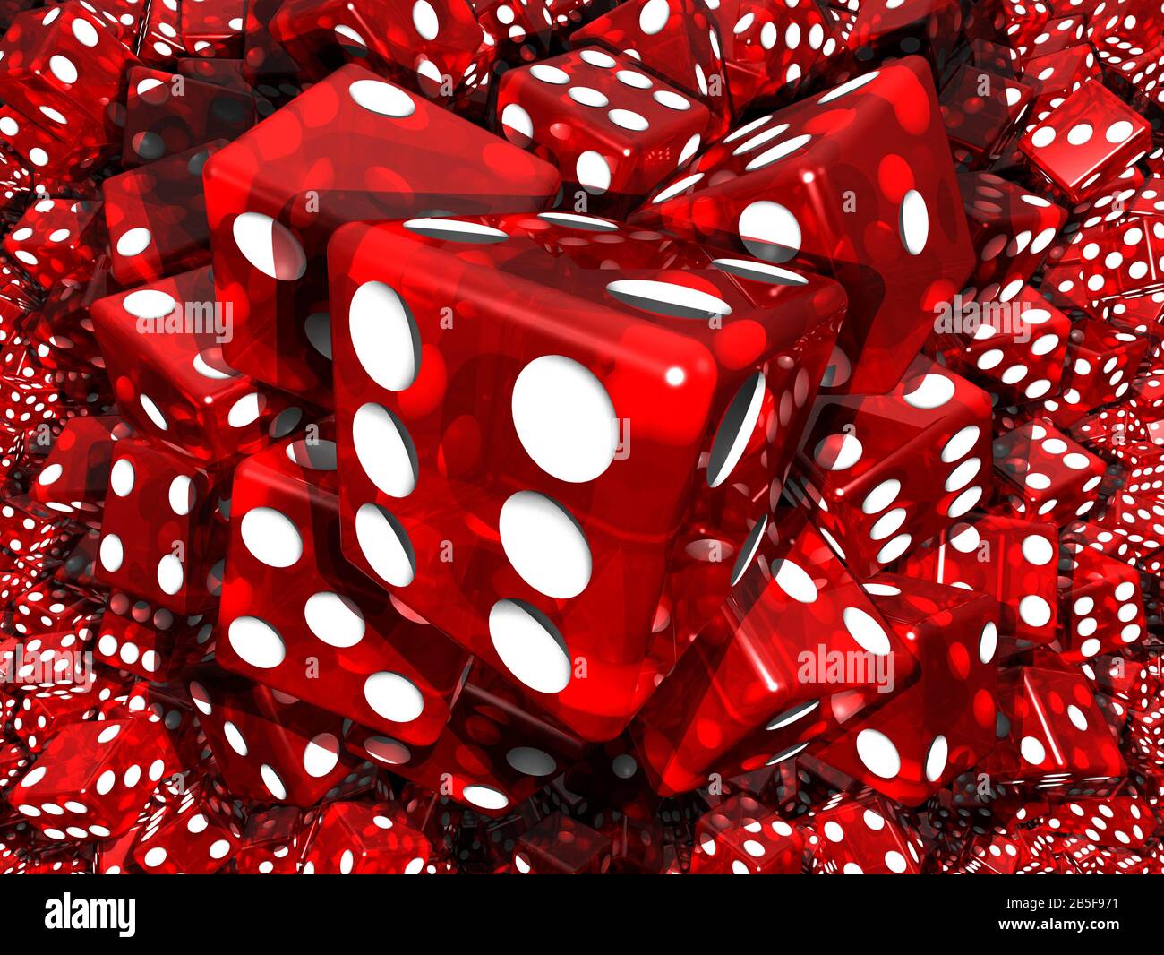 Dice, die stack. Gambling, Casino, Chance, Luck. Random number. Stock Photo
