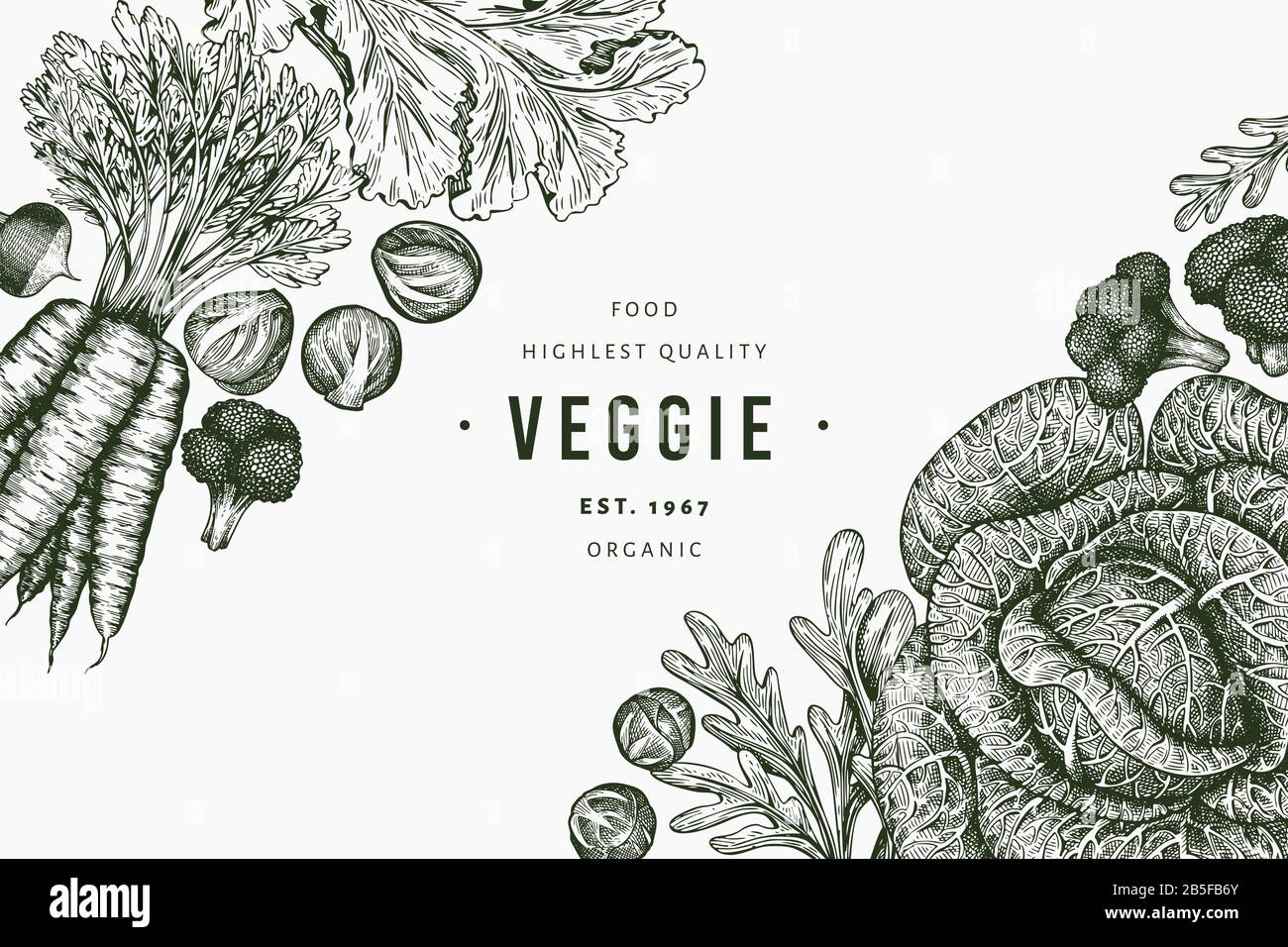 Hand drawn sketch vegetables design. Organic fresh food vector banner ...