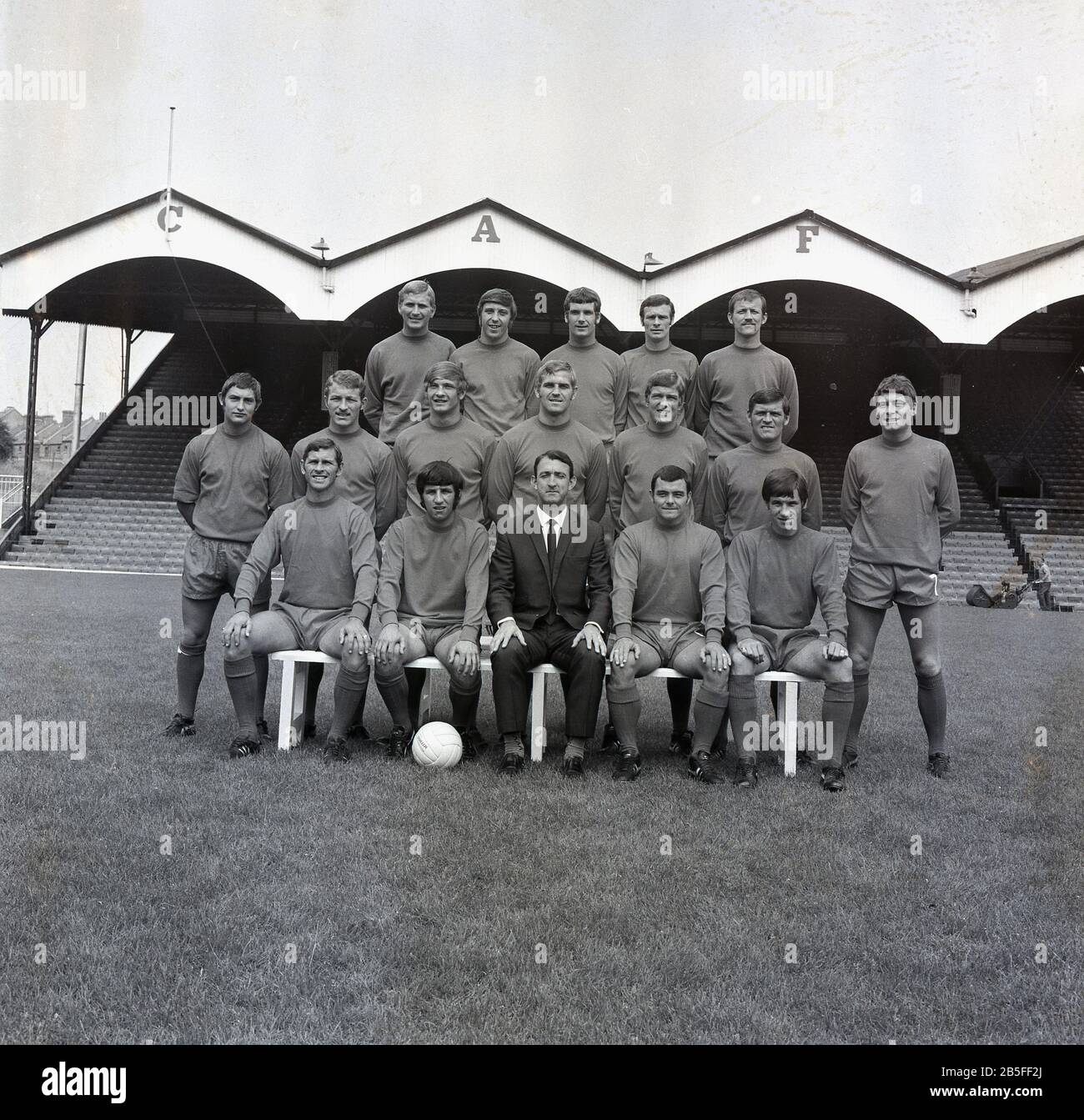1968? historical, Charlton FC, new season, first team squad group photo at the valley, South London, England, UK. Stock Photo