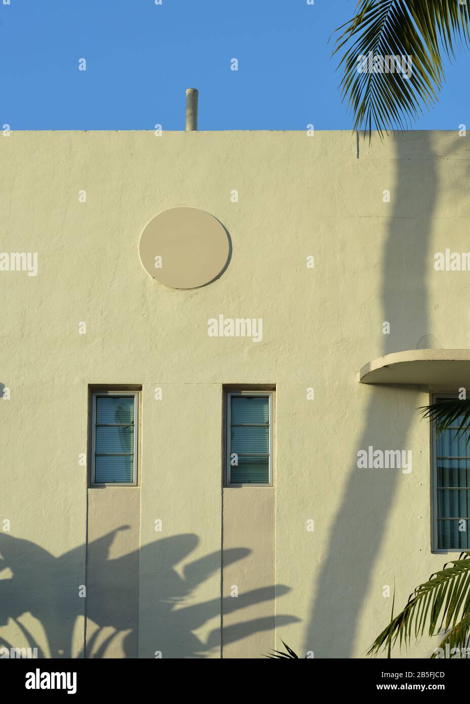 Simple, gemometric art deco in Miami, Florida. Rectangular windows