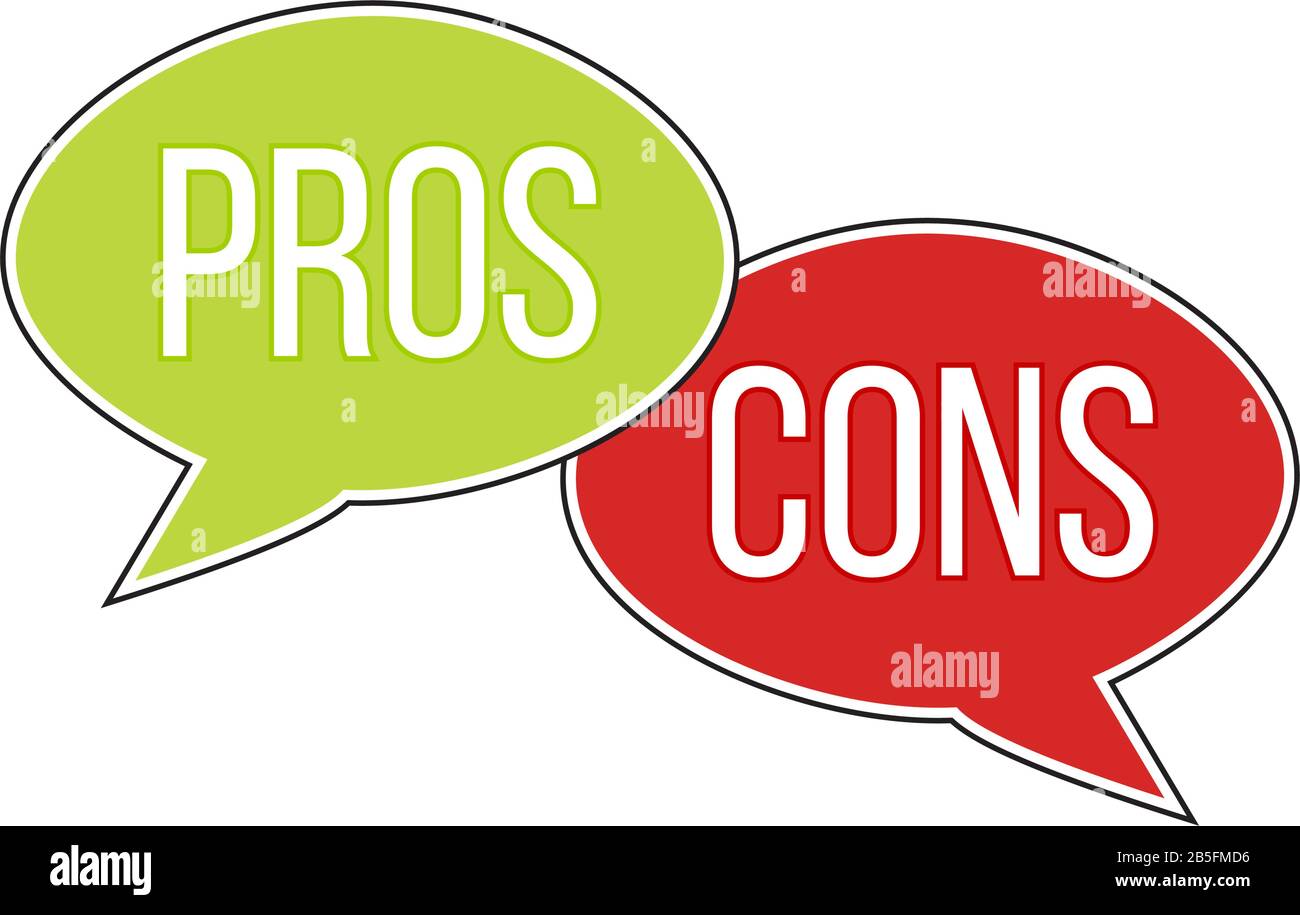 Pros versus cons arguments analysis red left green right word text on ...