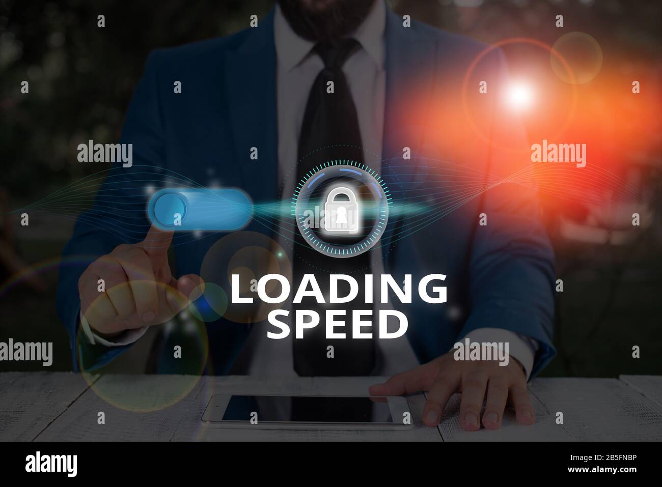 Text sign showing Loading Speed. Business photo text time takes to ...