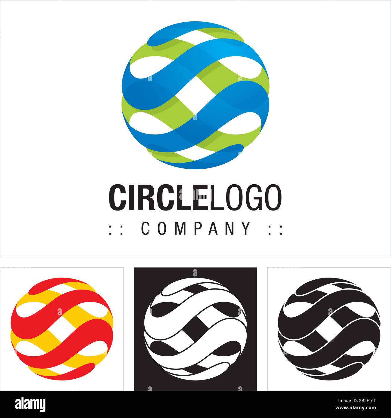 Circle (Sphere, Waves, Stripes) Vector Symbol Company Logo (Logotype). Globe Earth World Technology 3d Layers Style Icon Illustration. Elegant Modern Stock Vector