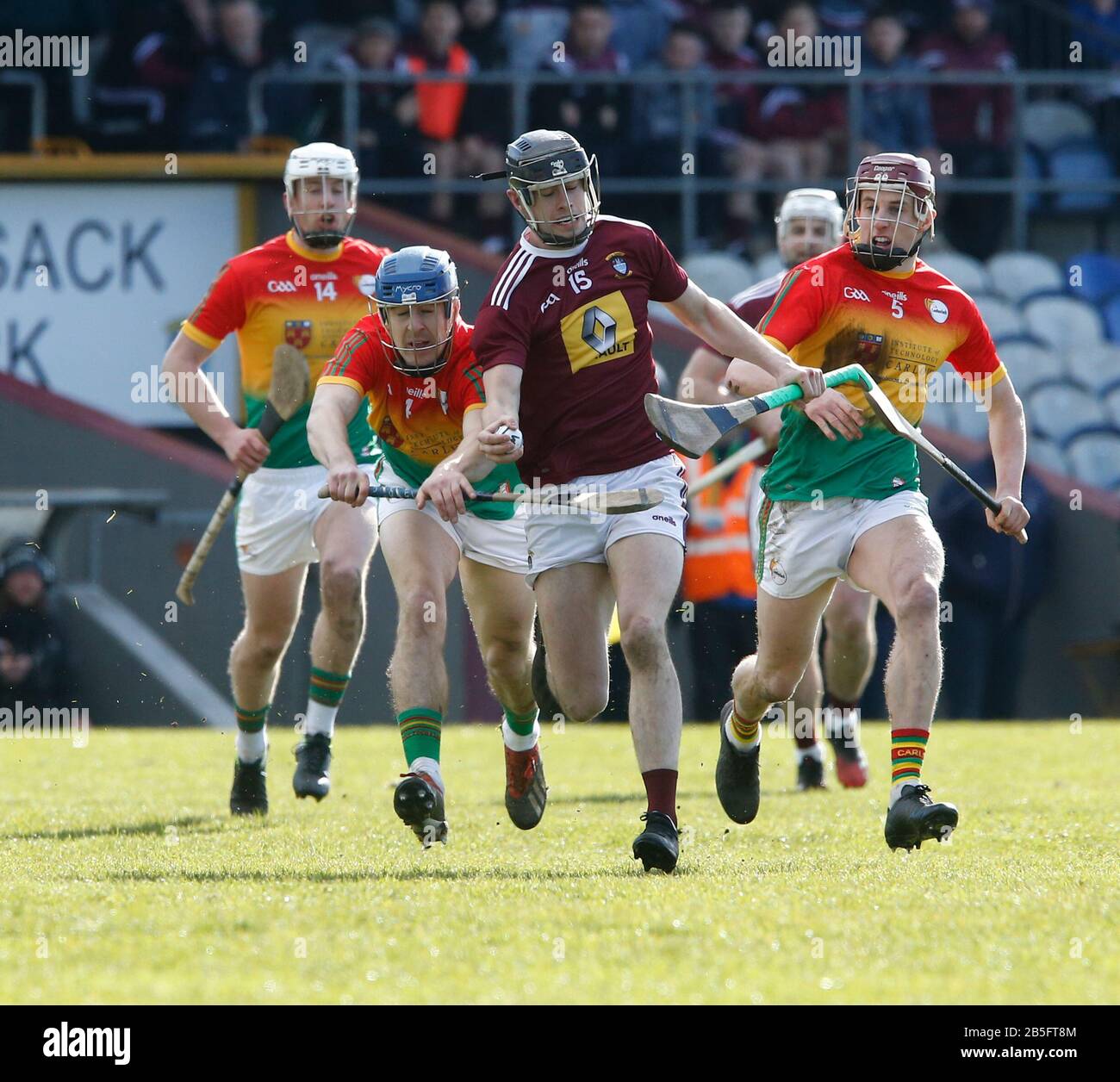 8th March 2020; TEG Cusack Park, Mullingar, Westmeath, Ireland; Allianz League Division 1 Hurling, Westmeath versus Carlow; Jack Galvin on an attacking run for Westmeath Stock Photo