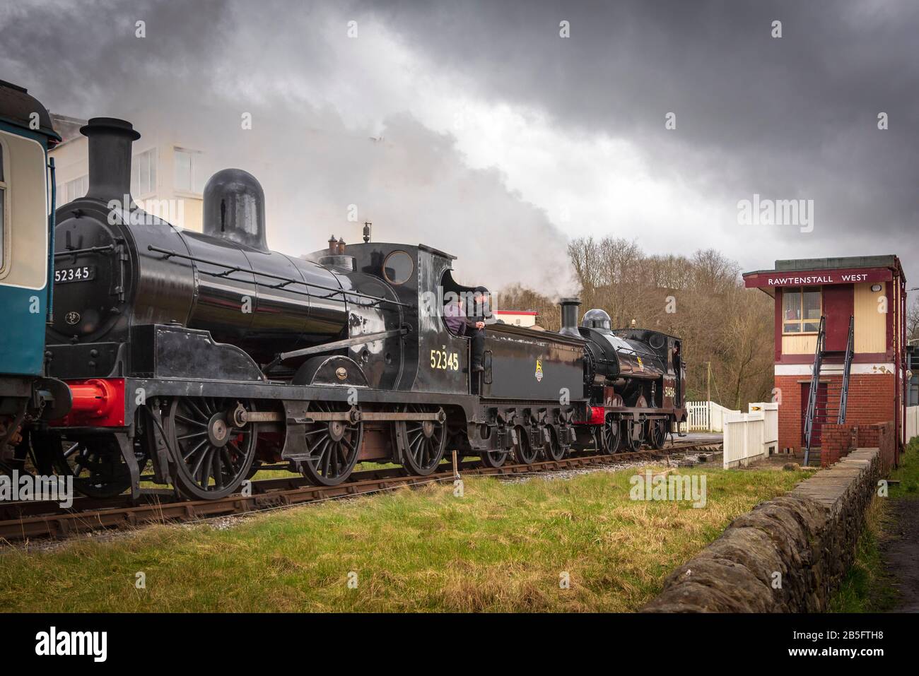 Lancashire and Yorkshire Railway Class A  number 52322 double headed with Lancashire & Yorkshire Railway tank Loco 752 running as 51456. Stock Photo