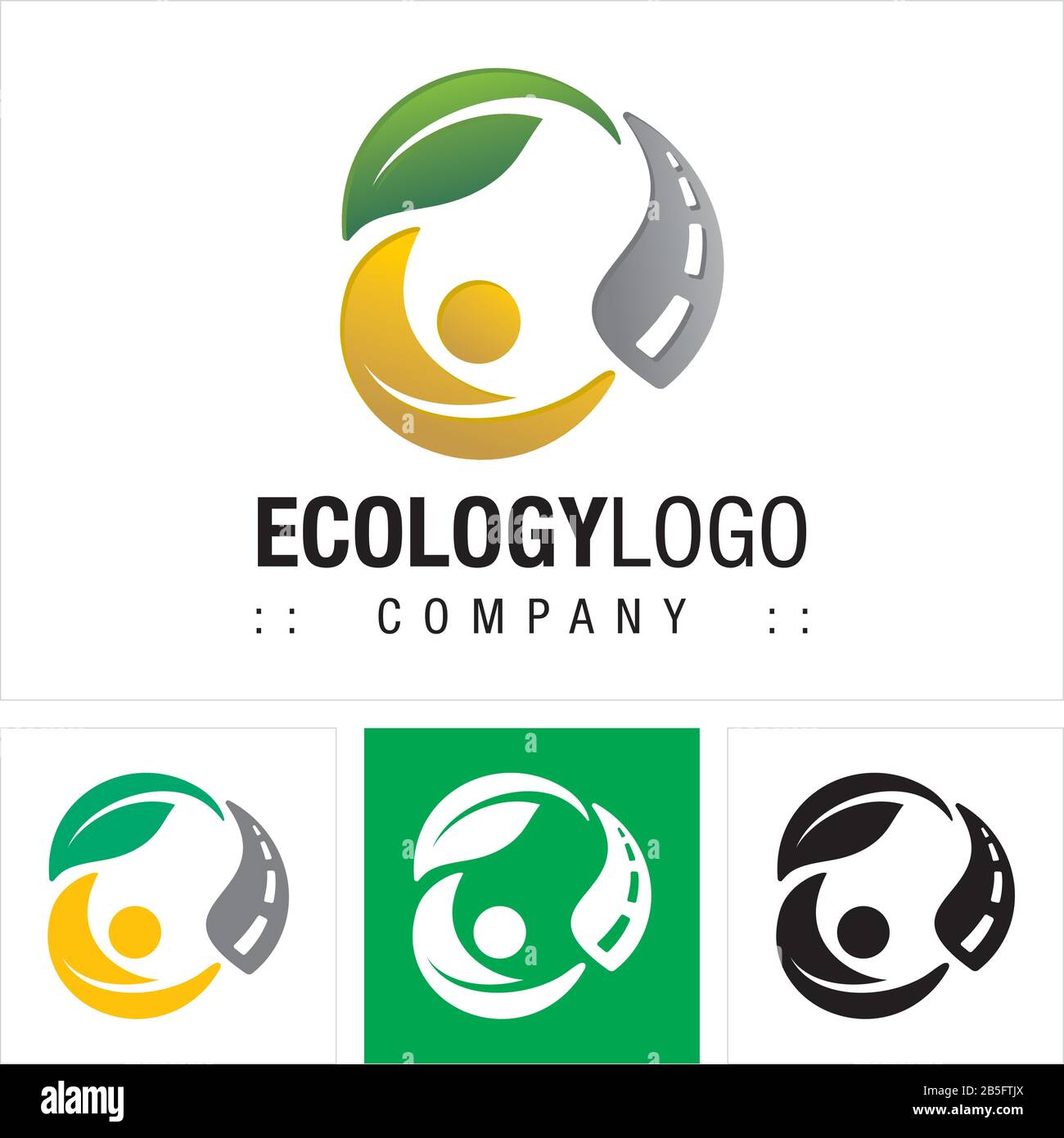 Ecology (Environment, Sustainability, Global Warming) Vector Symbol Company Logo (Logotype). Leaf, Leaves, Green, Nature Icon Illustration. Elegant Mo Stock Vector