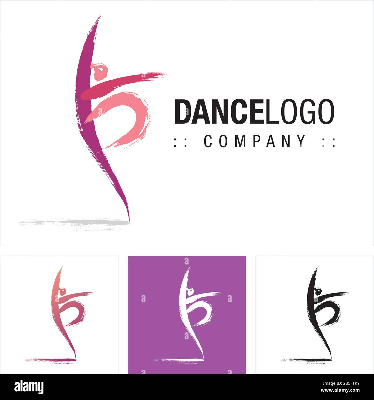 Dance (Music, Ballet, Sport, Fitness) Vector Symbol Company Logo (Logotype). People, Person, Body, Movement Icon Illustration. Elegant Modern Identity Stock Vector