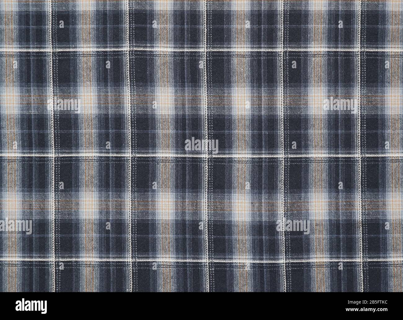 Blue grey plaid fabric cotton texture background Stock Photo