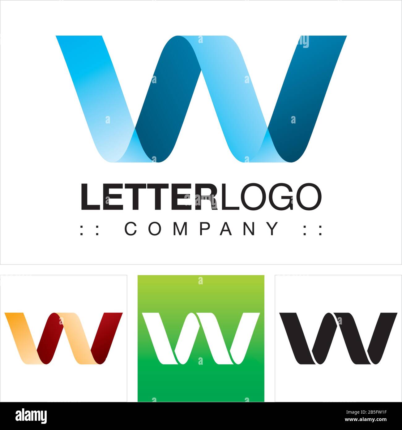 Letter W (Typography) Vector Symbol Company Logo (Logotype). 3d Geometric Paper Fold (Origami) Layered Spiral Style Icon Illustration. Elegant. Stock Vector