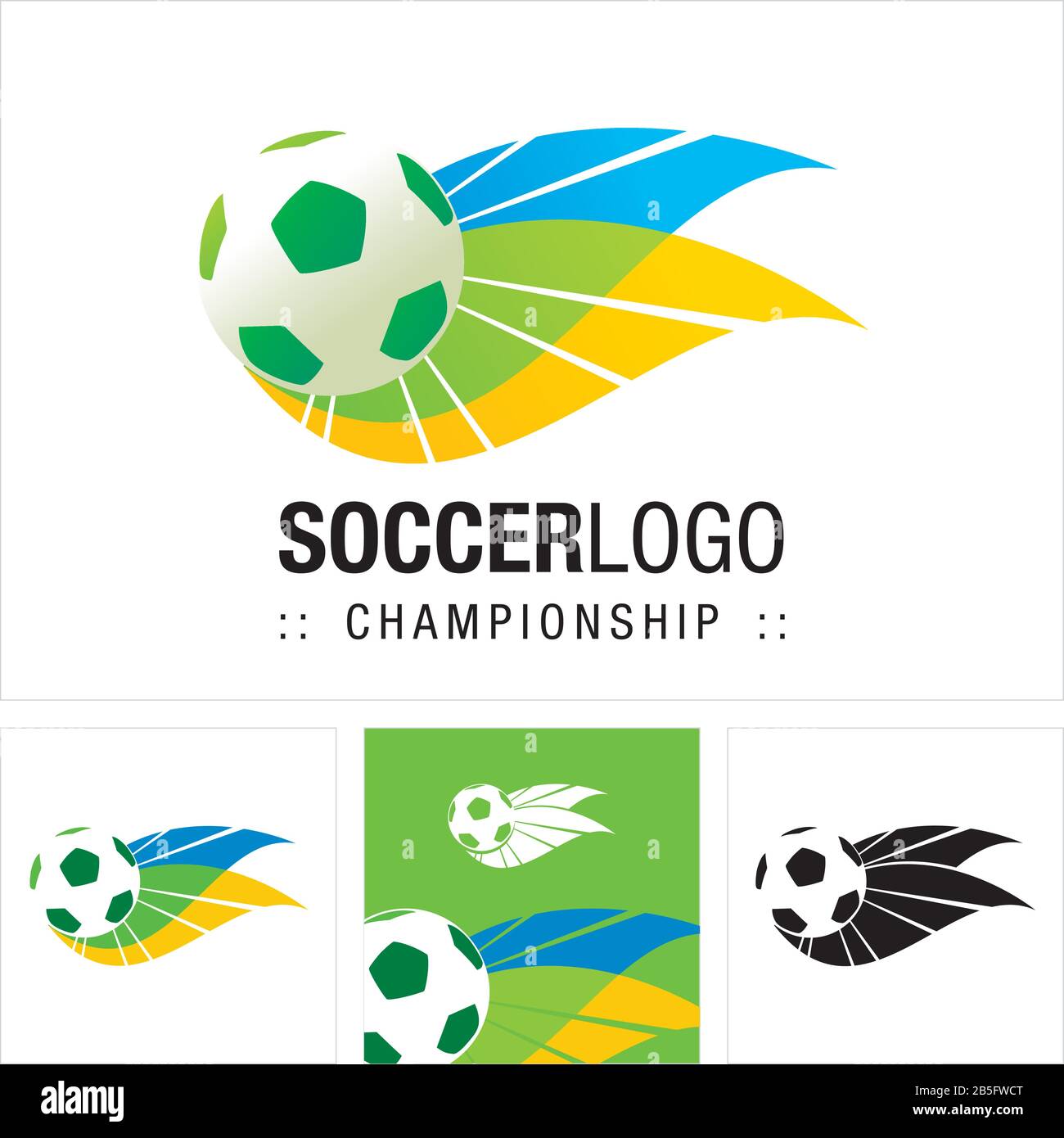 Soccer Ball Vector Symbol Championship Logo. Dynamic Color Gradient Style Logotype