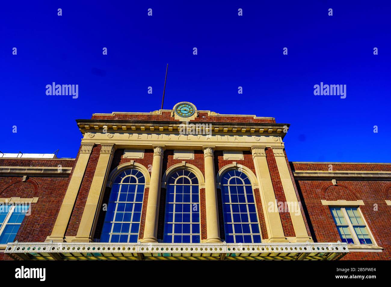 Lancaster, PA / USA March 7, 2020 The Amtrak Train Station and a