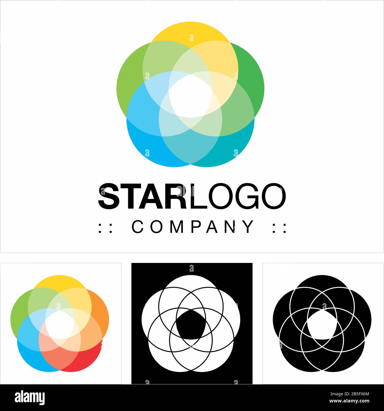 Star Vector Symbol Company Logo. Pentagon Spiral Color Gradient Style Logotype. Icon illustration. Elegant Identity Concept Design Idea Template Stock Vector