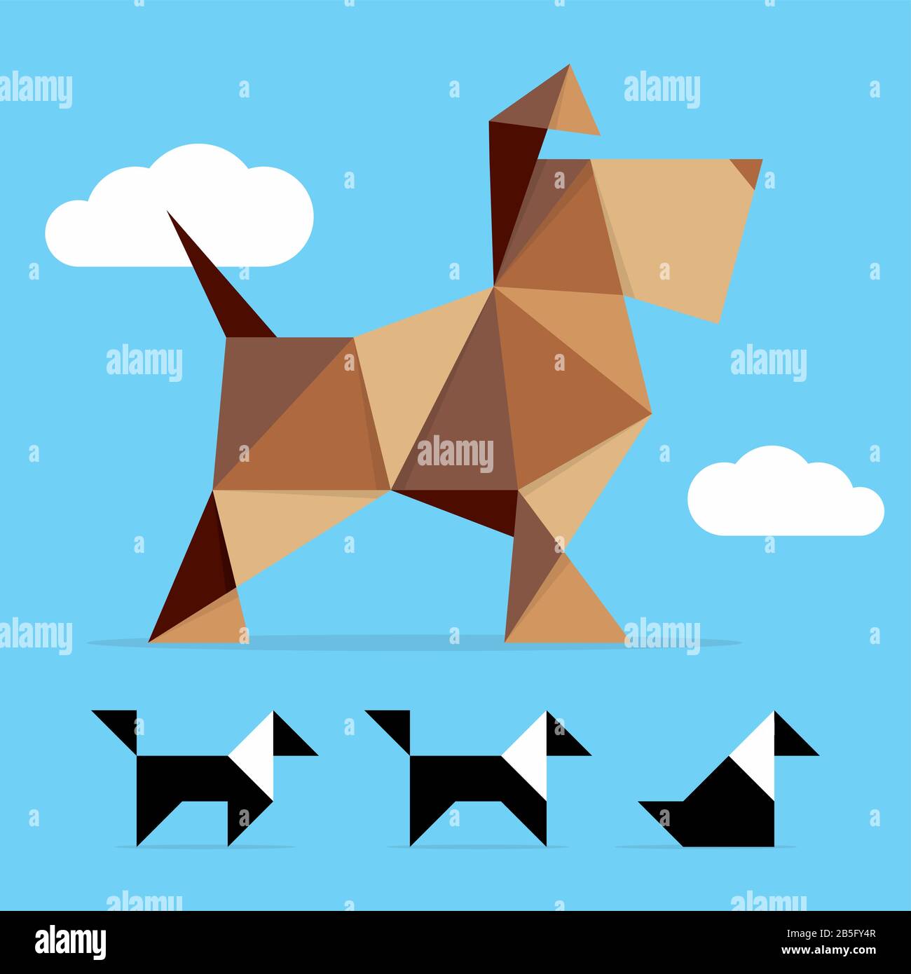 Beautiful Dog (Schnauzer) Vector Illustration. Pet Shop Symbol Logo. Animal icon Polygonal illustration. Elegant Identity Concept Design Idea Template Stock Vector