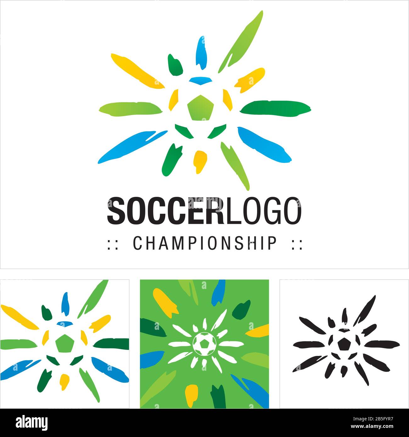 Soccer Ball Vector Symbol Championship Logo. Dynamic Color Gradient Style Logotype