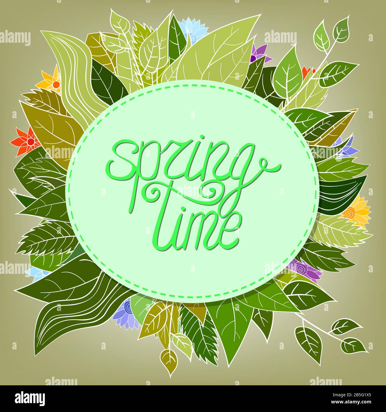 Spring Letters Cartoon spring lettering greeting card with cartoon flowers and leaves - spring ...