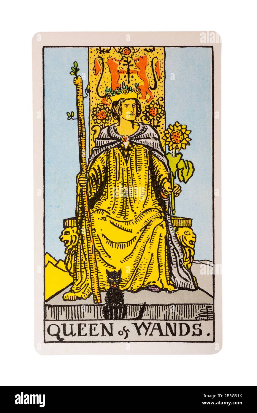 Queen of Wands tarot card from the Rider Tarot Cards designed by Pamela  Colman Smith under supervision of Arthur Edward Waite isolated on white  Stock Photo - Alamy