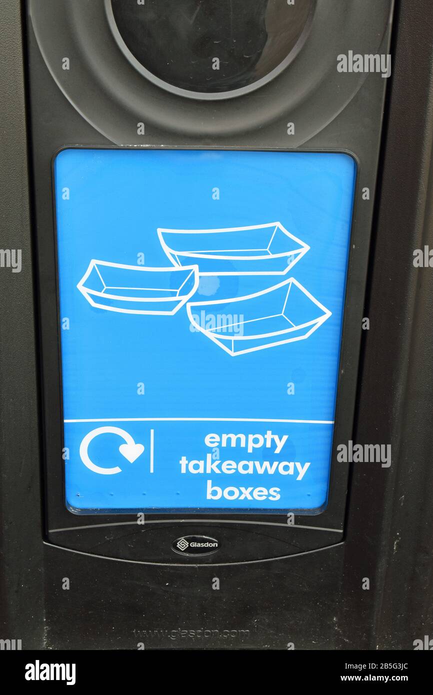 Rubbish trash recycling bin for empty takeaway boxes. Edinburgh