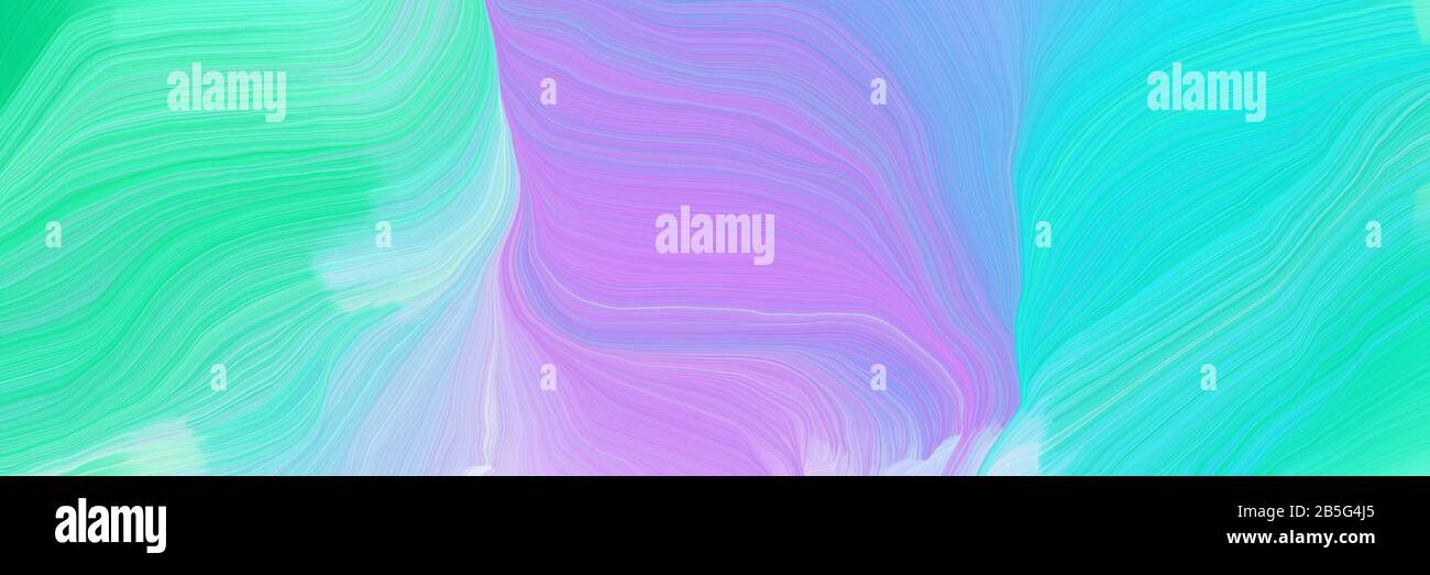 Dynamic Vibrant Colored Banner Curvy Background Illustration With Turquoise Light Pastel Purple And Baby Blue Color Stock Photo Alamy