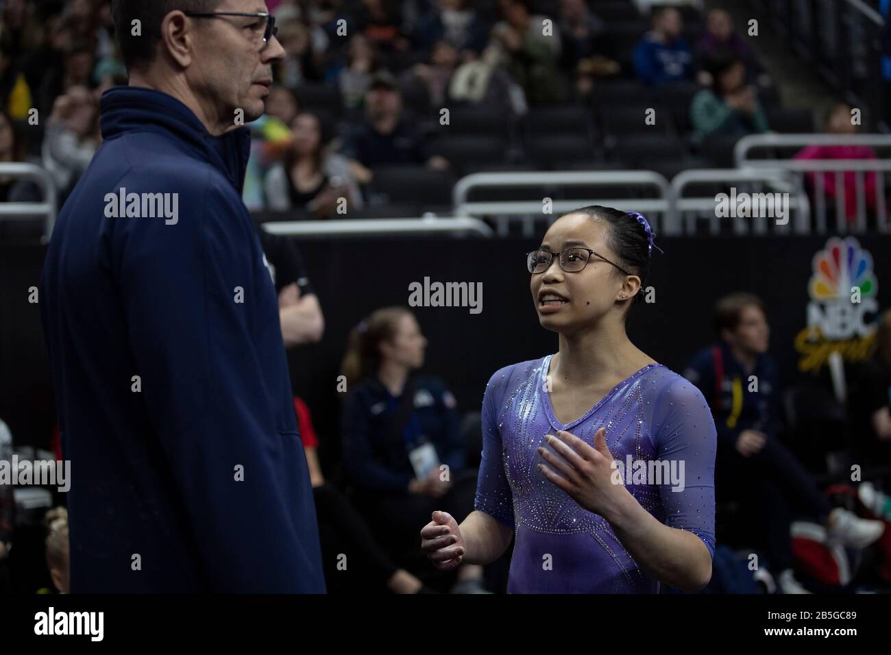 Morgan Gerhardt Milwaukee, WI, USA. 7th Mar, 2020. Gymnast Morgan Hurd (USA) with her ...
