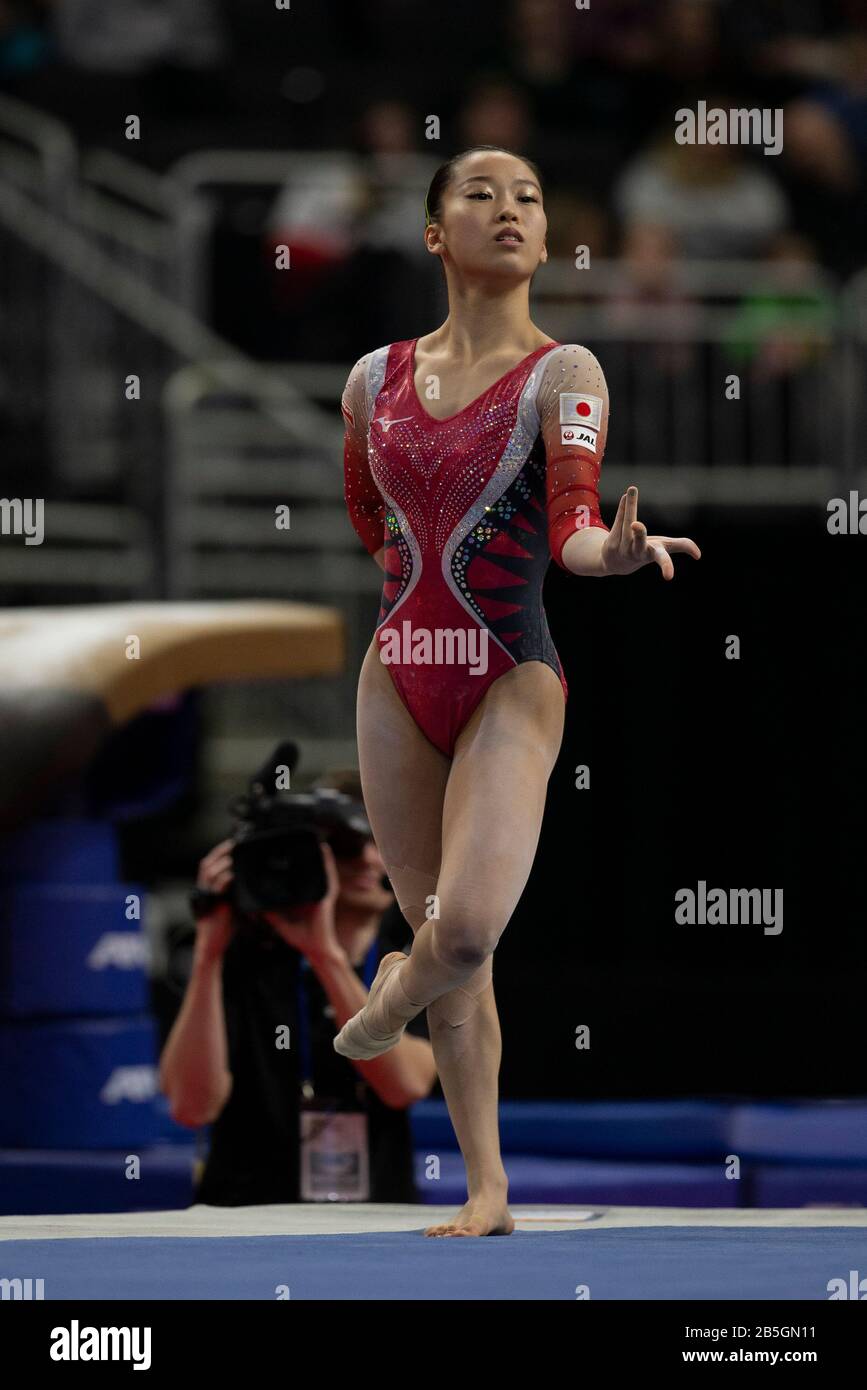 March 7, 2020: Gymnast Hitomi Hatakeda (JPN) competes during the women's  all-around competition at the 2020 American Cup, held in Milwaukee, WI.  Hatakeda came in third. Melissa J. Perenson/CSM Stock Photo - Alamy