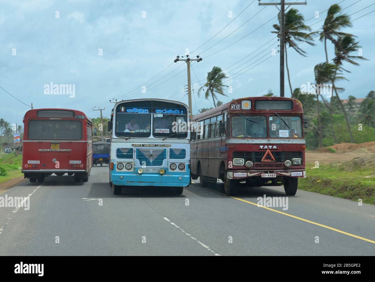 Busse Strasse Sri Lanka Stock Photo