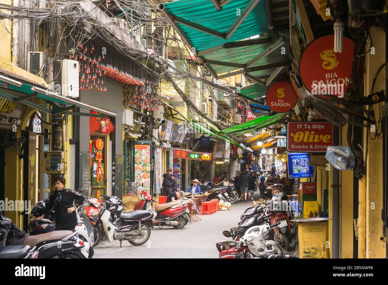 Hanoi Old Quarter - Street scene in the Old Quarter in Hanoi, Vietnam, Southeast Asia. Stock Photo