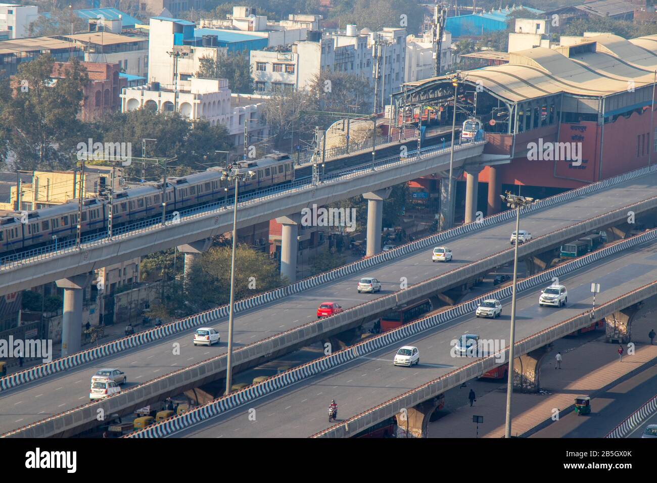 Aerial view of the cityscape in Delhi, India Stock Photo