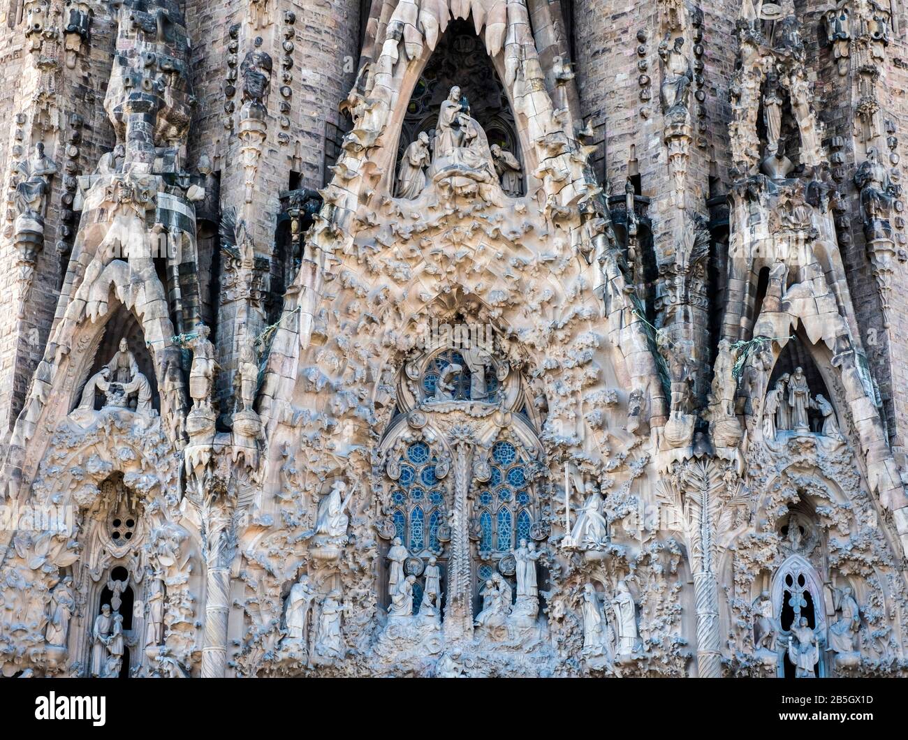 Detail of the Nativity Facade of Sagrada Família Stock Photo Alamy