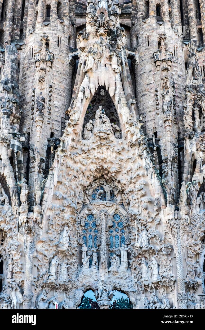 Detail of the Nativity Facade of Sagrada Família Stock Photo Alamy