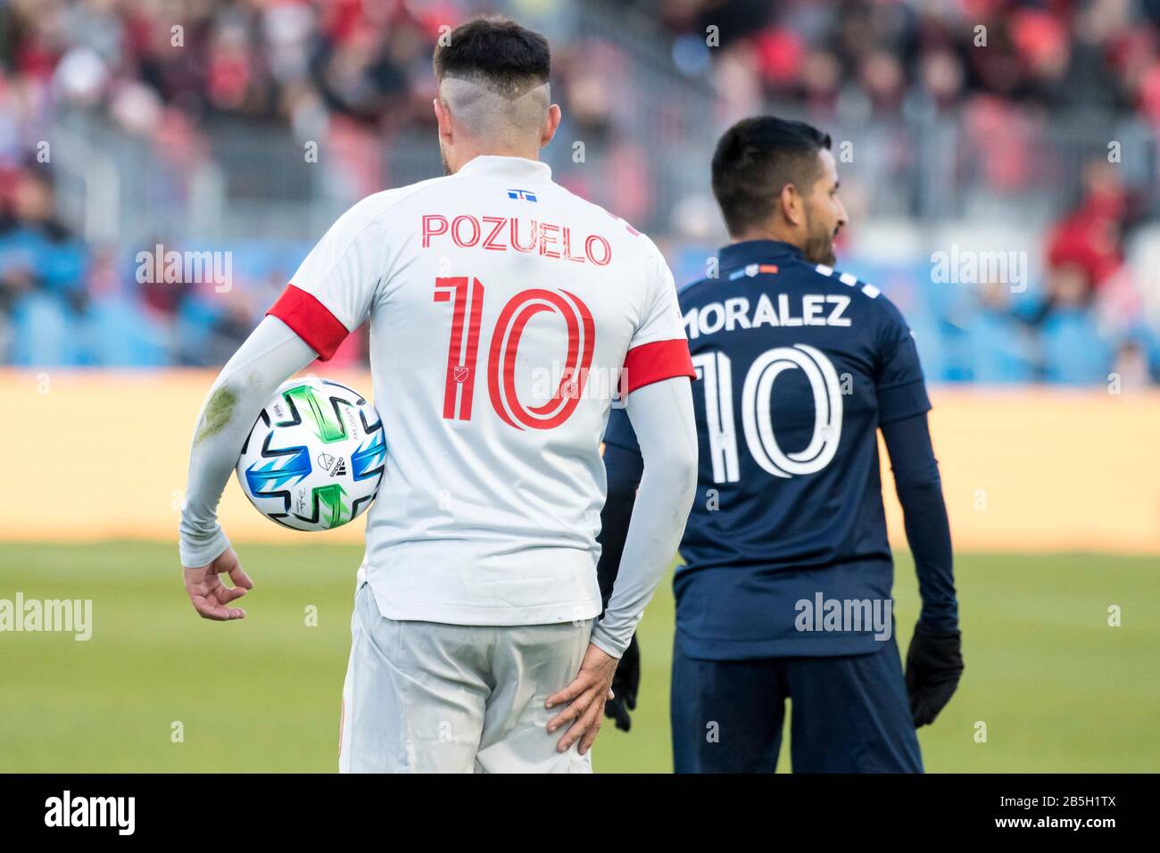 March 7, 2020, Toronto, Ontario, Canada: Alejandro Pozuelo (10) and Maxi  Moralez (10) in action during the MLS game between between Toronto FC and  New York Ciity FC. Toronto won 1-0 (Credit