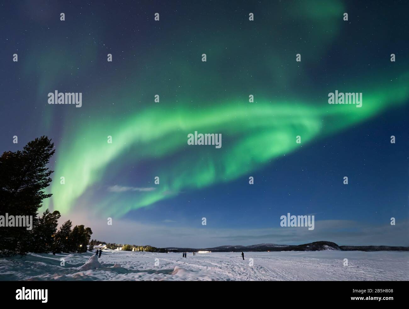 Aurora Borealis over Lake Inari near Inari town in Lapland in Northern  Finland Stock Photo - Alamy