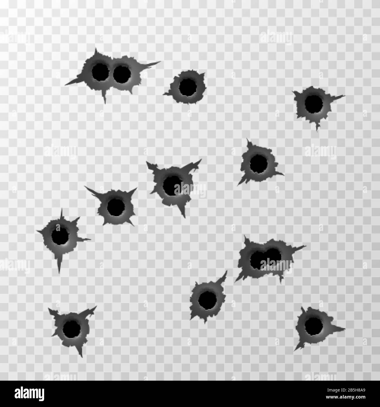 Bullet Hole. Track from machine gun. Torn surface from bullet. Ripped