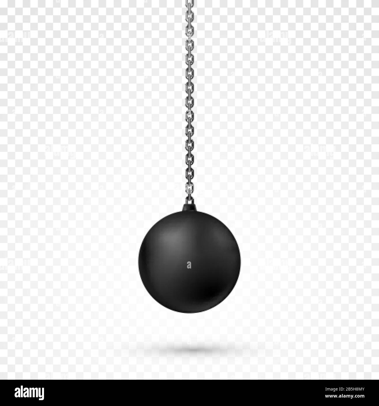 Realistic Demolition Sphere. Heavy black wrecking ball. Vector illustration Stock Vector