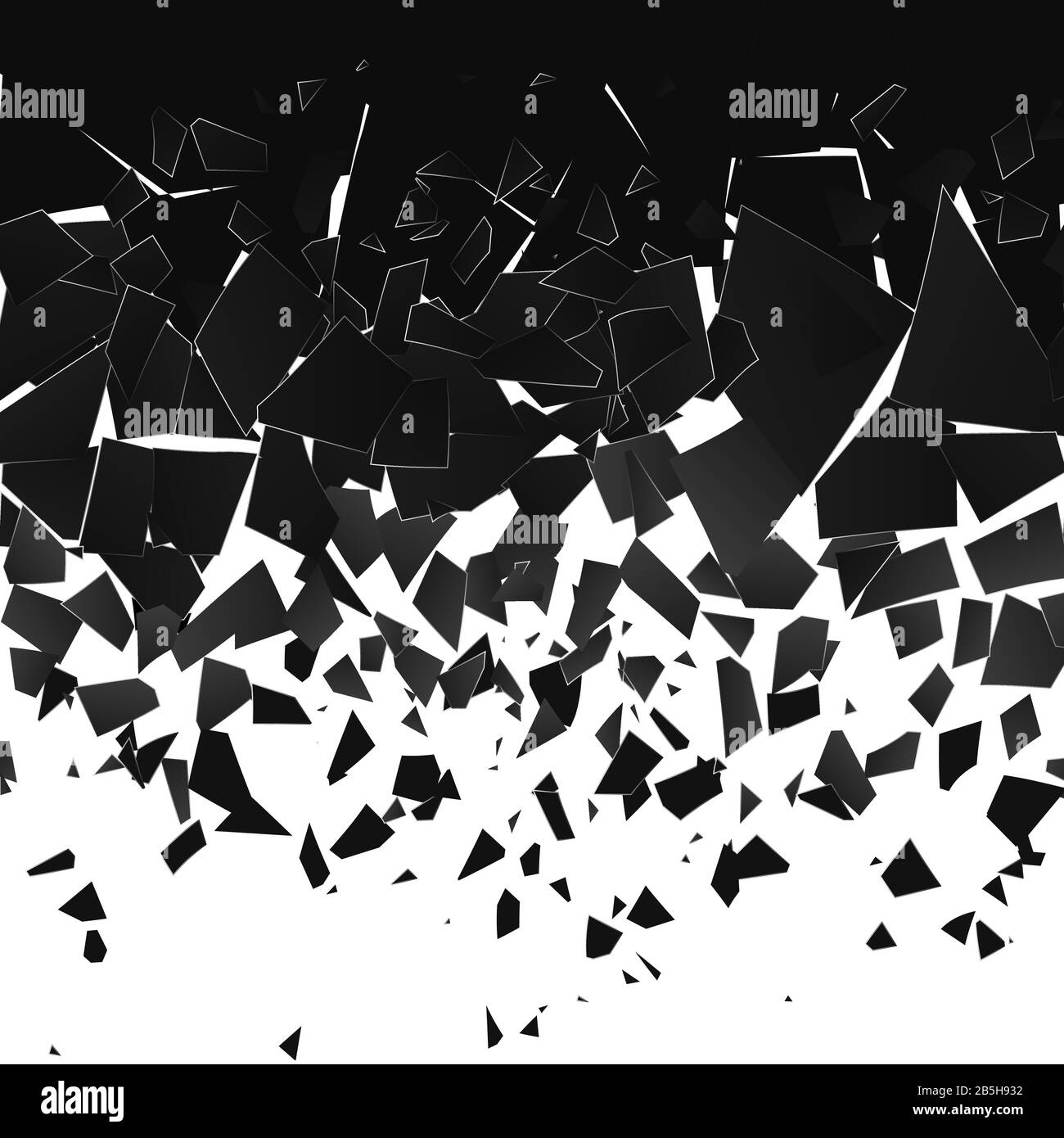 Destruction effect. Abstract cloud of pieces and fragments after wall explosion. Vector Stock Vector