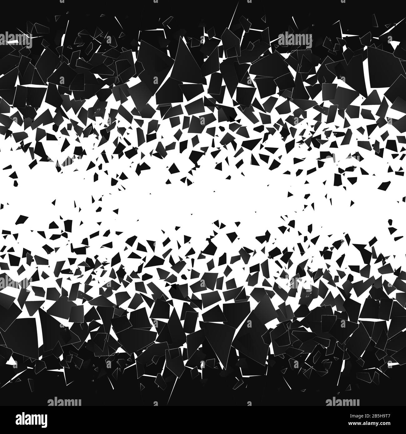 Shatter and destruction halftone effect. Abstract cloud of pieces and