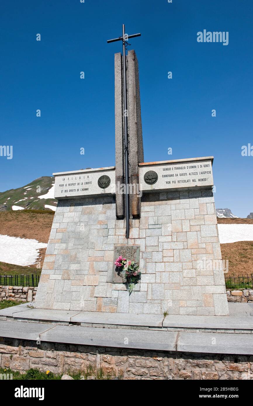 monument concentration camp Natzwiller Struthof, Col du Petit-Saint-Bernard, Colle del Piccolo San Bernardo, Little St. Bernard pass, Haute-Tarant Stock Photo