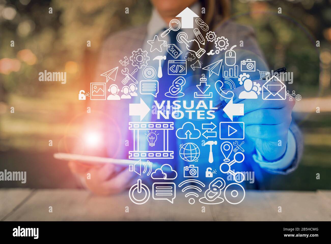 Writing note showing Visual Notes. Business concept for process of ...
